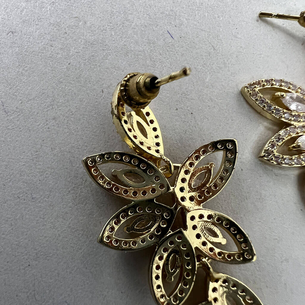 Gold Filled Stud Drop Ear RingsGold Filled Stud Drop Ear Rings Back Detail