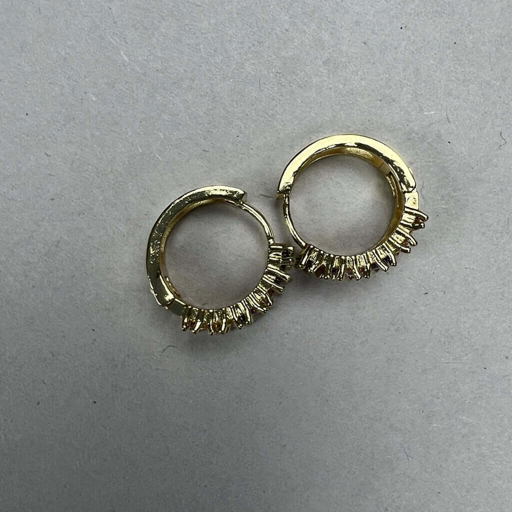 Triple Yellow Gold Plated Earrings With Colourful Cubic Zirconia Above