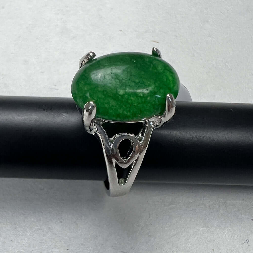 Silver Rings With Green Stones On Band