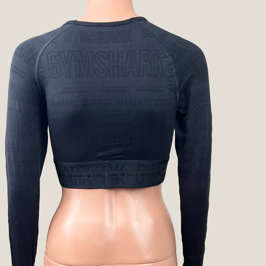GymShark Black Long Sleeve Crop Shop Back