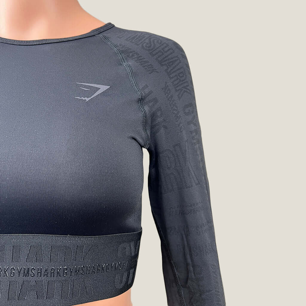 GymShark Black Long Sleeve Crop Shop Side