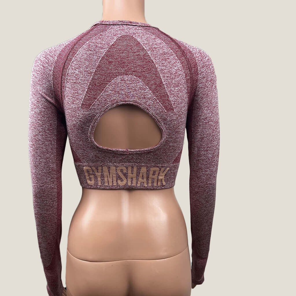 GymShark Long Sleeve Open Back Crop Top Back