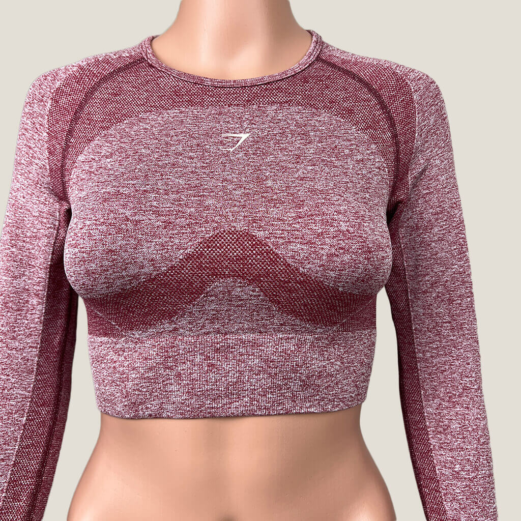 GymShark Long Sleeve Open Back Crop Top Front Detail