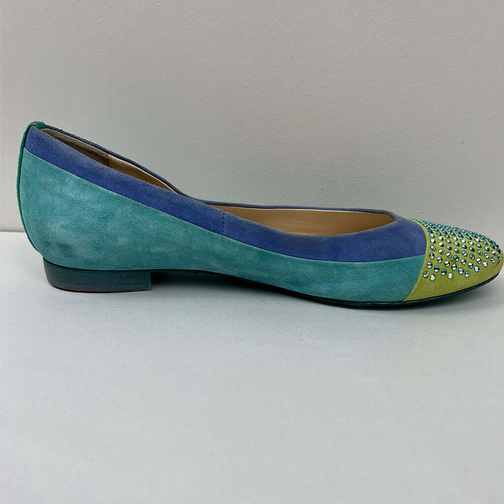Hogl Leather Suede Color Pumps With Crystallised Toes Single
