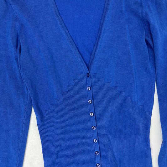 Jackie-E Ocean Blue Cardigan Button Detail
