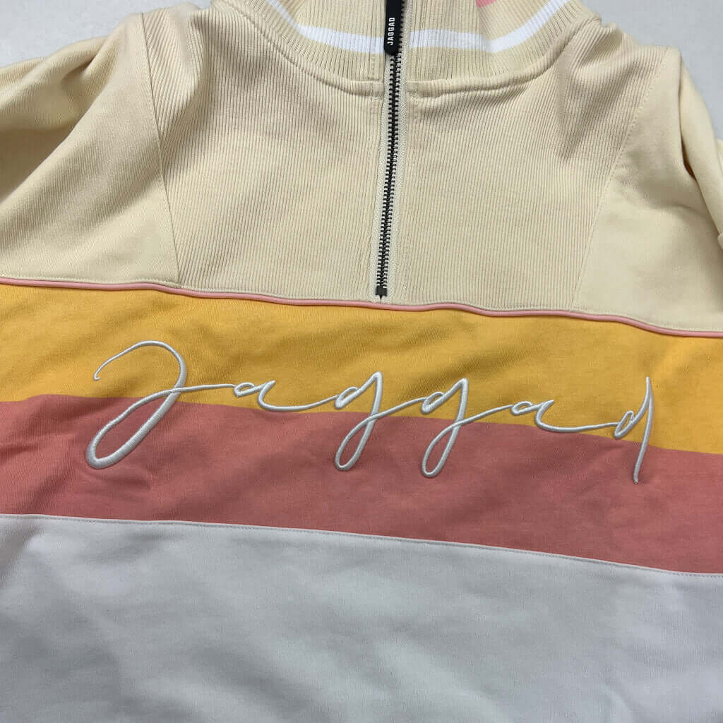Jaggad Calabasas Crop Zip-Neck Sweater M Logo Detail