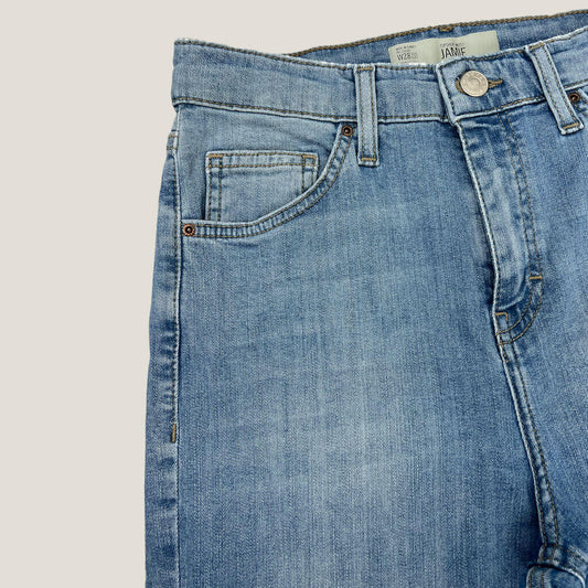Topshop Jamie Jeans Mid Blue Wash High Rise Skinny W28 L32 Front Detail