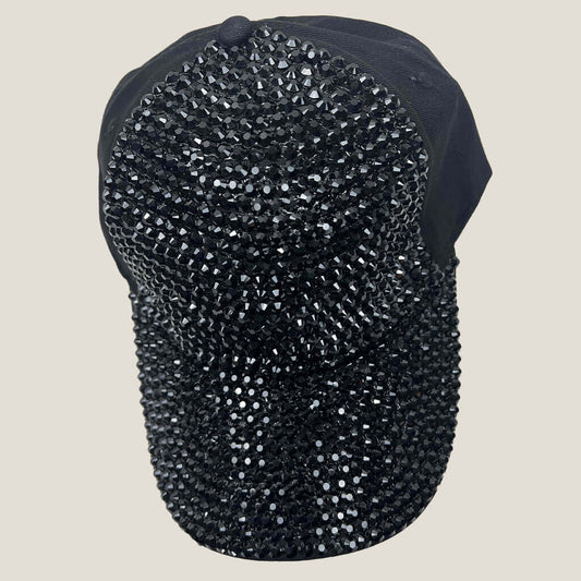 Lala black diamante stud baseball hat front