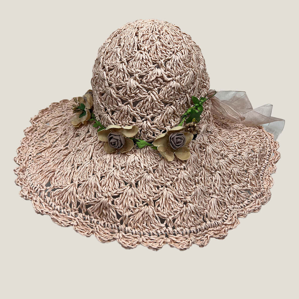 Lala Wide Rim Straw Sun Hat Pale Pink