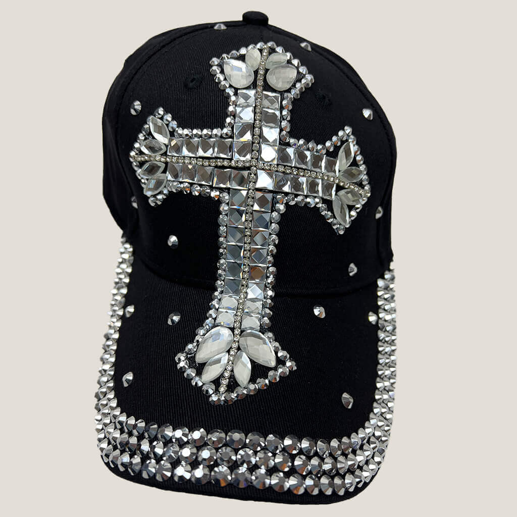 Lala black cross baseball cap front view