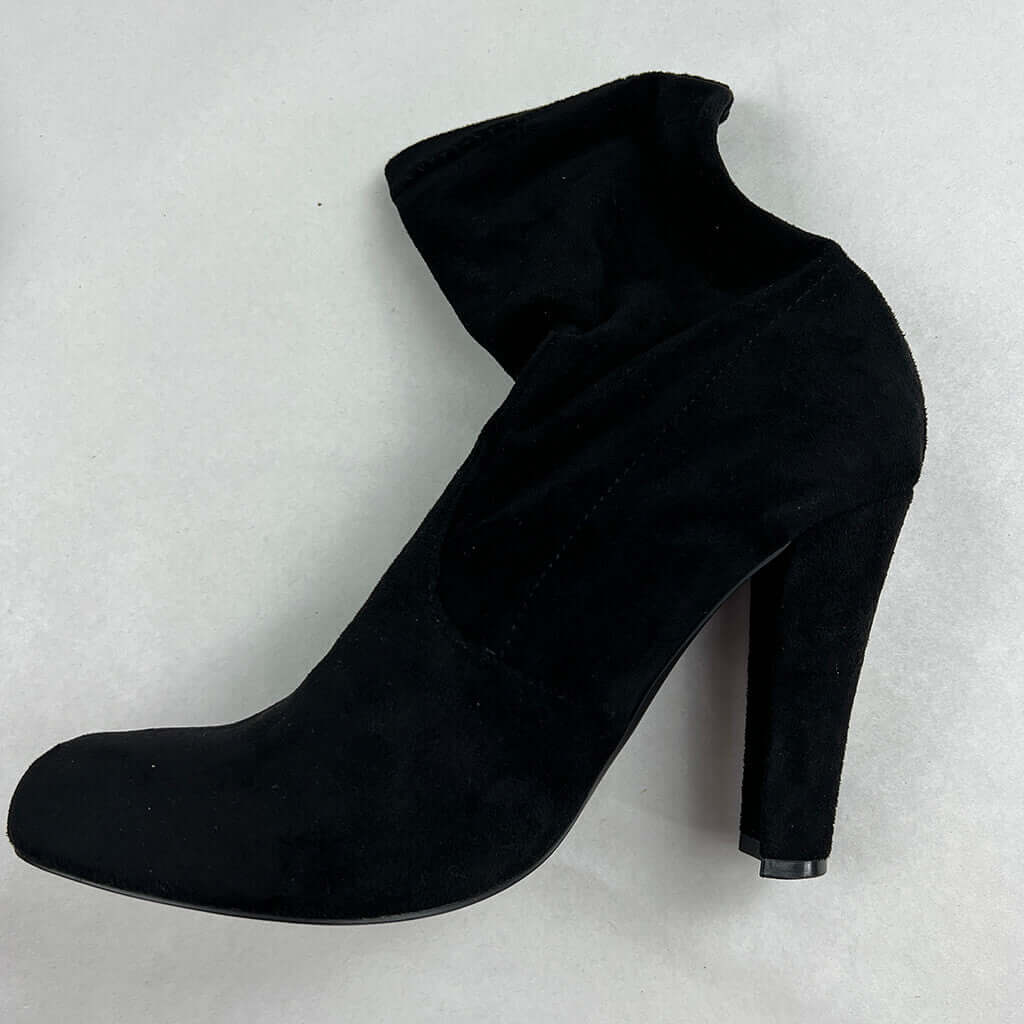 Lipstick High Heel Short Black Suede Bootie Side