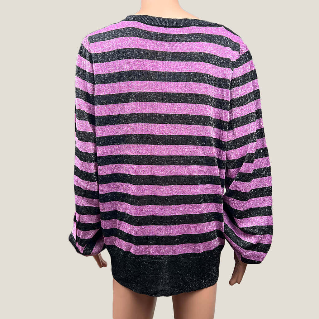 Little Party Dress Pink and Black Stripped Jumper Back