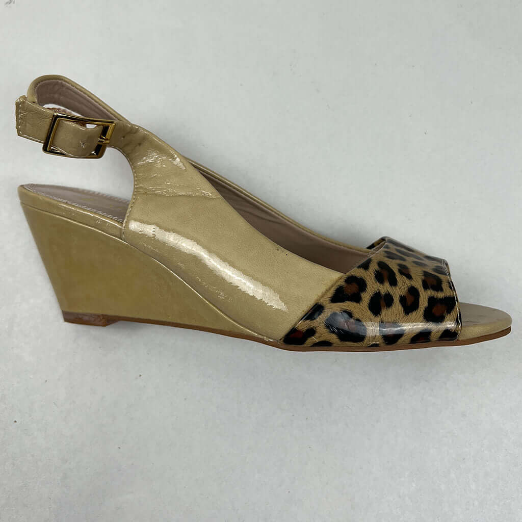 Lotus Patent Open Toe Wedge Sandal Side View
