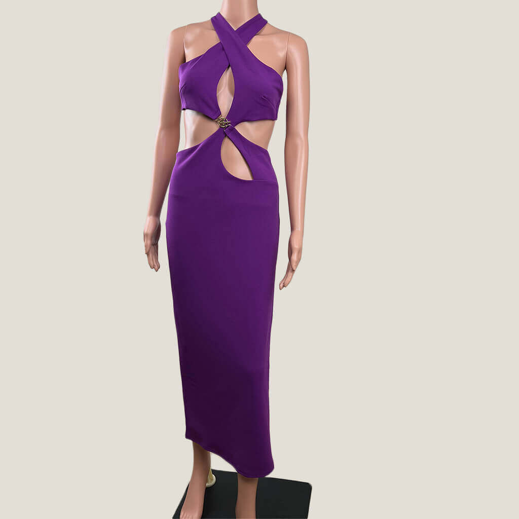 meshki purple dress Meshki Briana Cut Out Maxi Dress Medium