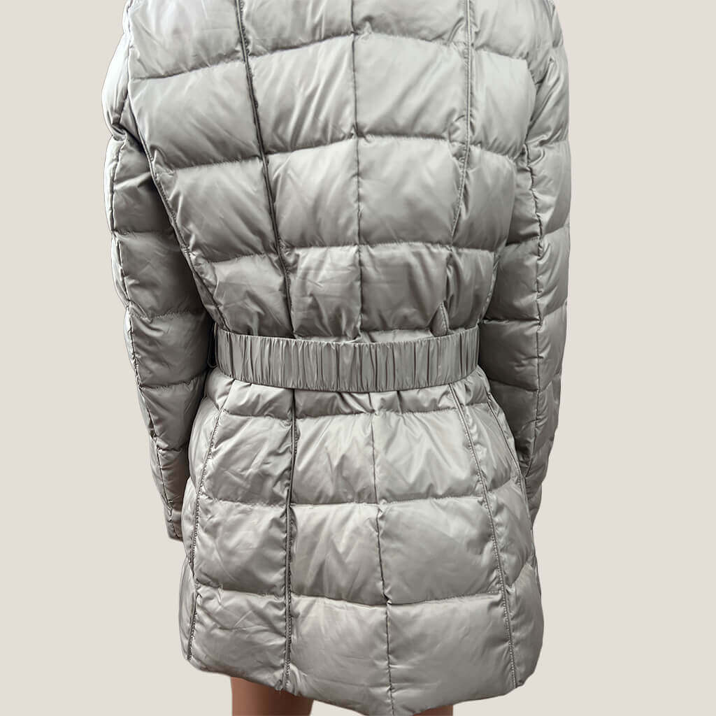 Oltre Beige Puffer Coat Baack Belt
