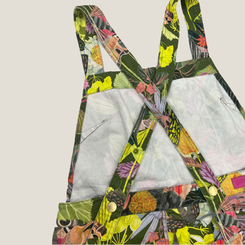 Gorman Artist Collaboration Garden Print Overalls 14 Back Strap detail