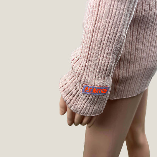 PE Nation Stripped Knitted Top Large Sleeve