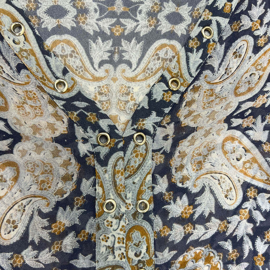 Button Details Forever New Sheer Paisley Top