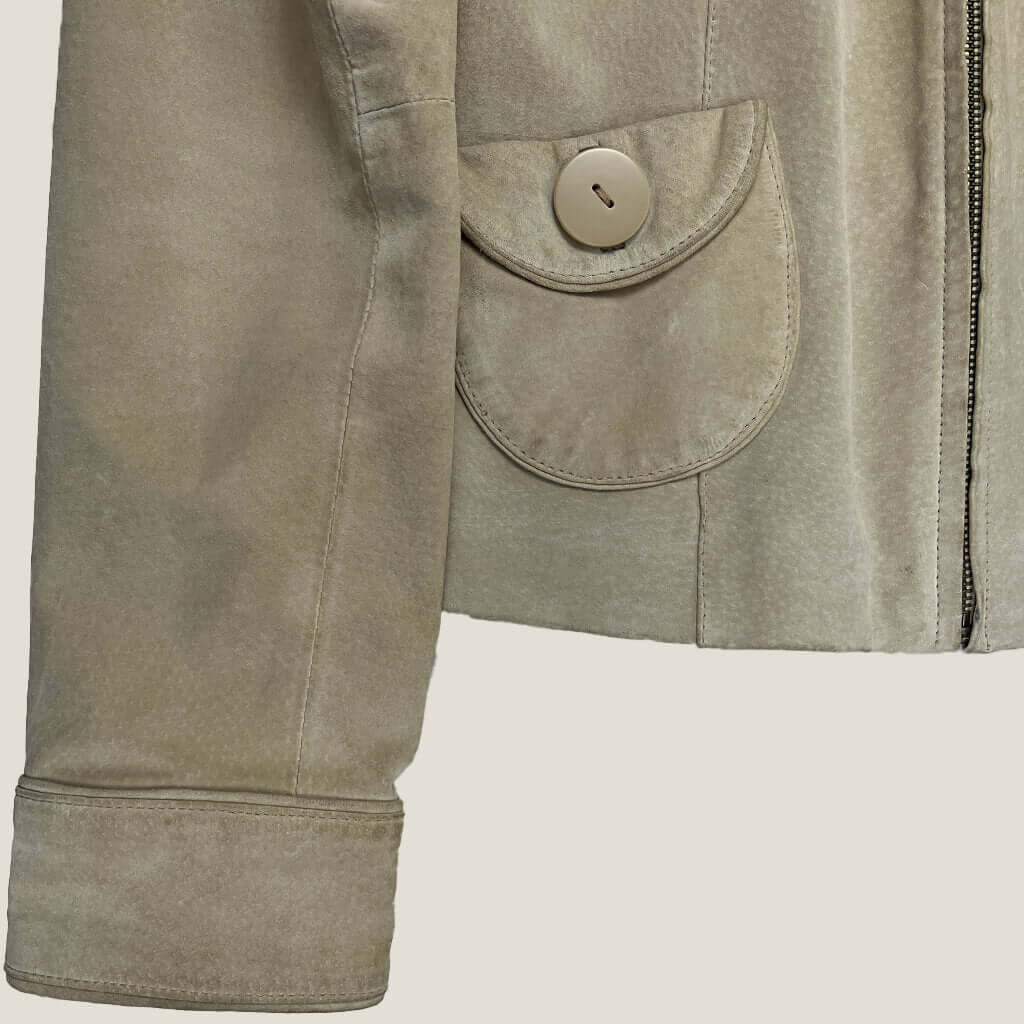 Papaya suede jacket cuff detail