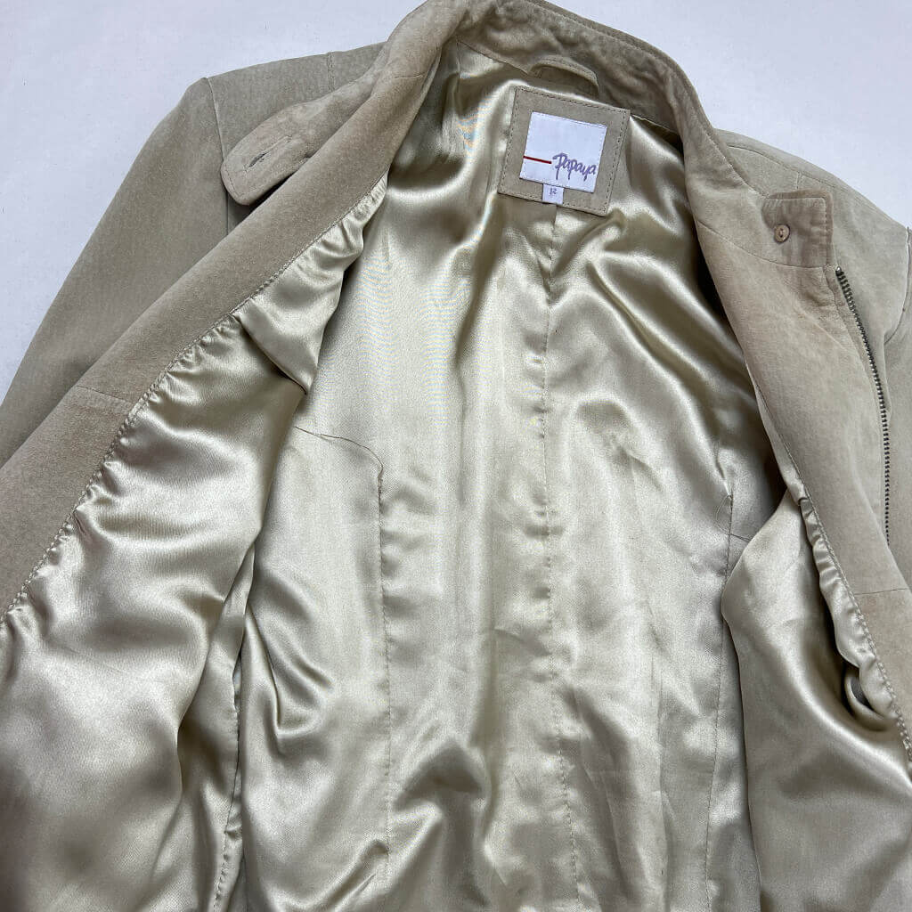 Papaya suede jacket lining detail