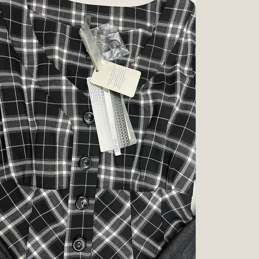 Pianura B&W Plaid Dress Collar Detail