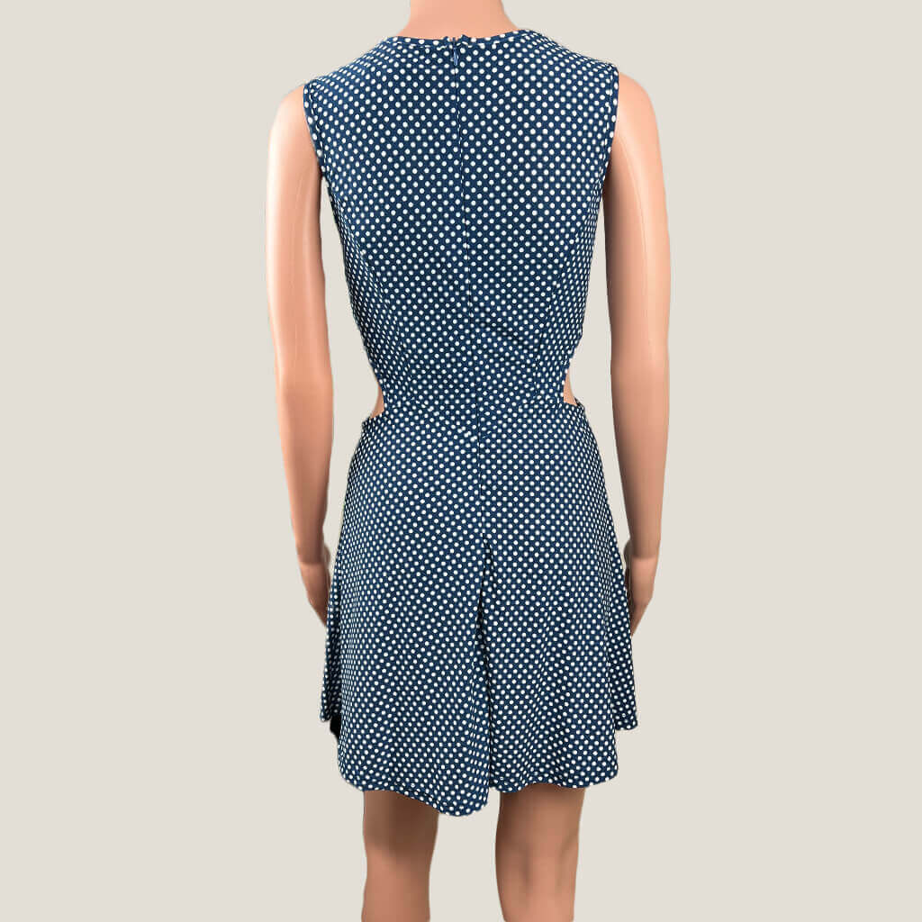 Retro Blue Polkadot Summer Dress Back