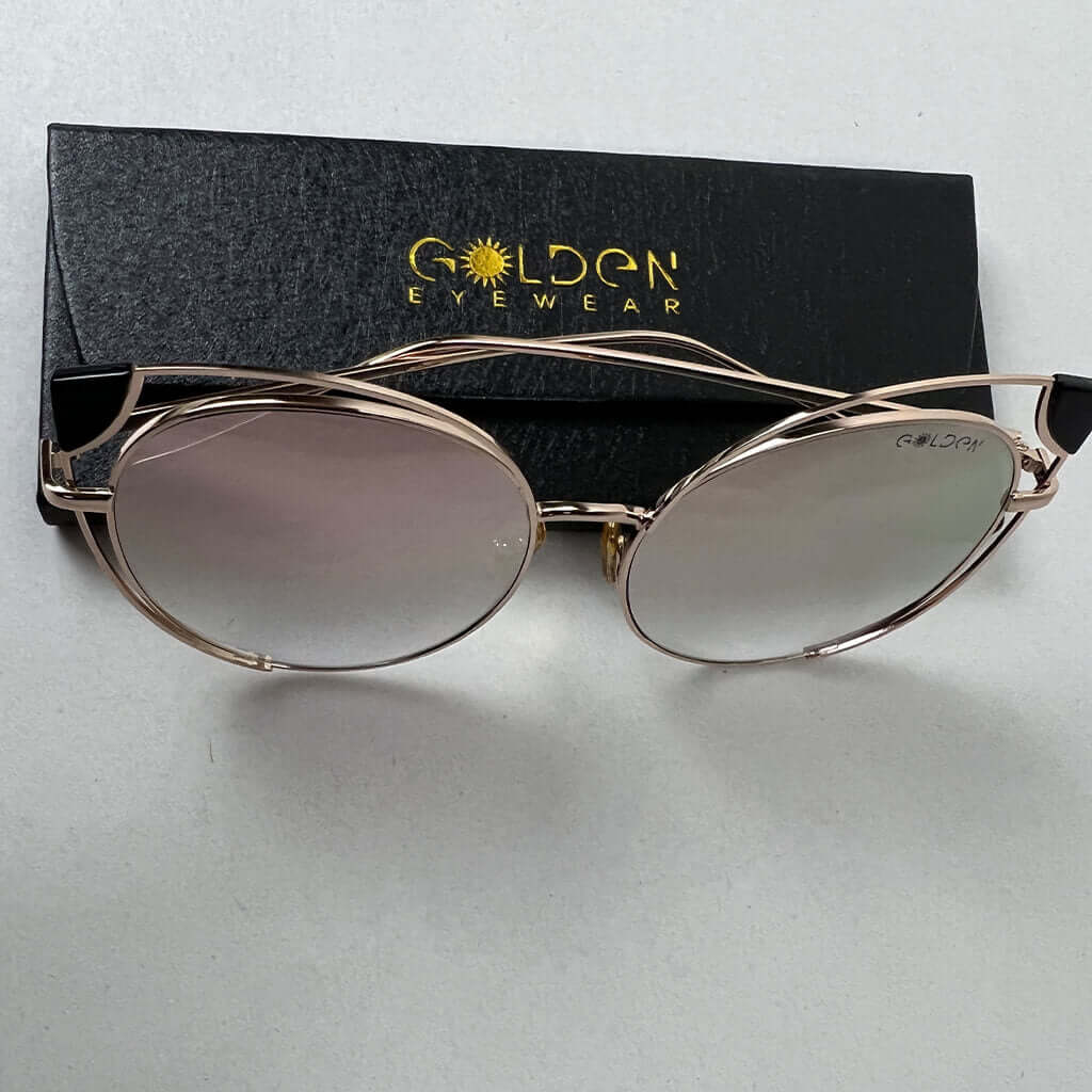 Sunglasses Threadetiquette, Rose Gold Anchor on Blue Tint with case
