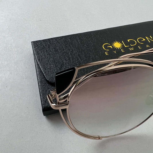 Sunglasses Threadetiquette, Rose Gold Anchor on Blue Tint lens detail