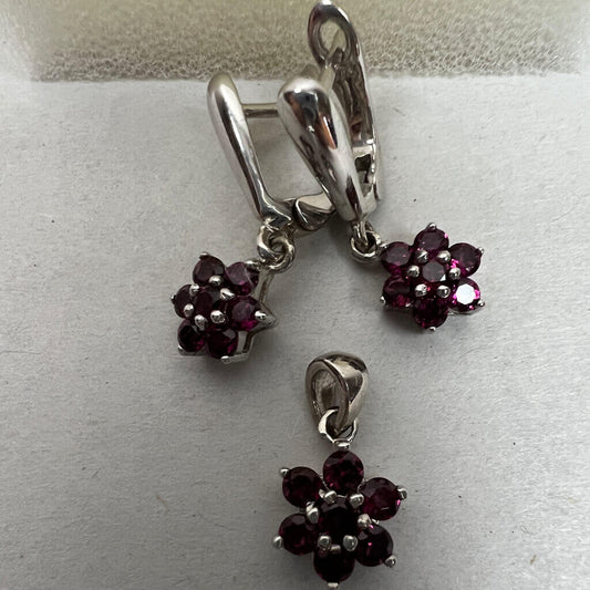 Sterling Silver Pendant And Earring Set