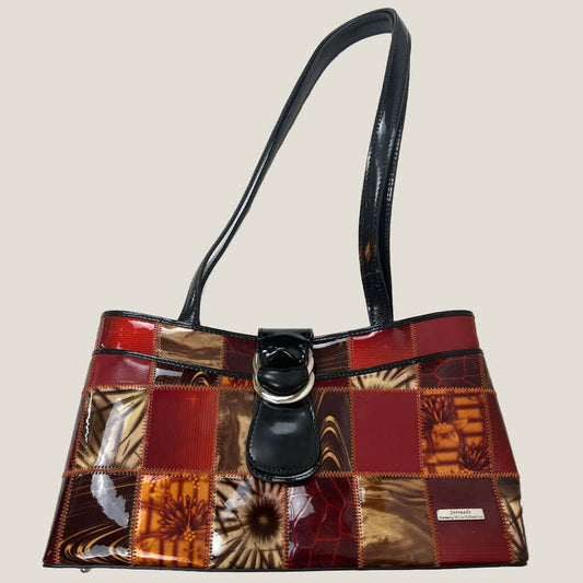 Serenade Beverly Hills Collection Patchwork Leather Shoulder Bag Front