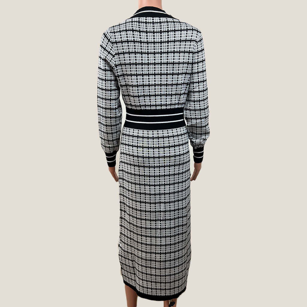 Shein Black And White Plaid Knit Maxi Dress Back