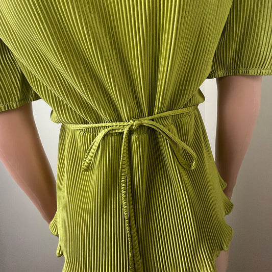 Sportsgirl Crinkle Metallic Green Woman's Top Back Tie