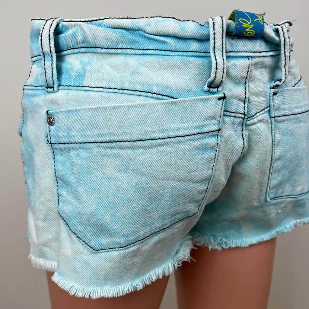 Stevie Blue Wash Denim Short Pocket Back