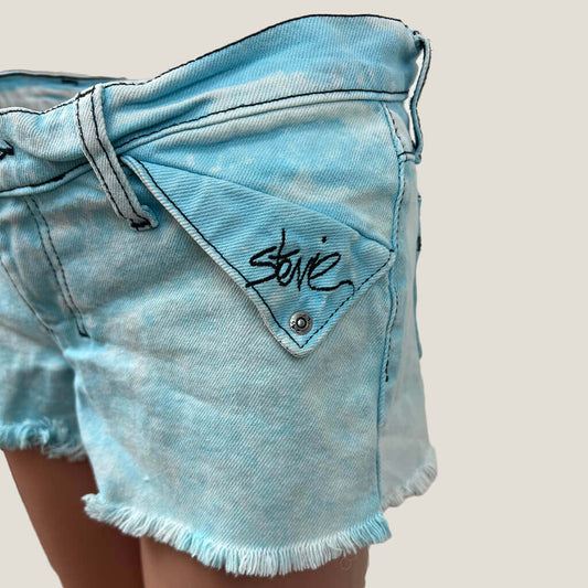 Stevie Blue Wash Denim Short front Pocket