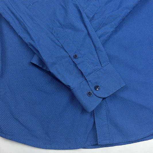 Tarocash Slim Fit Blue Polkadot Long Sleeve Cuff Detail