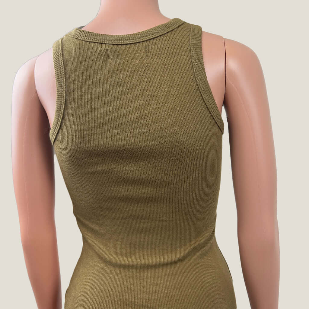 Worn Earth Tank in Tan Back Detail