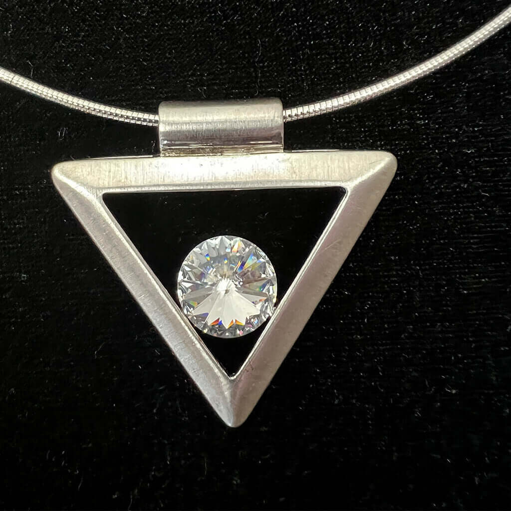 Swarovski Crystal Elements Triangle Pendant on black