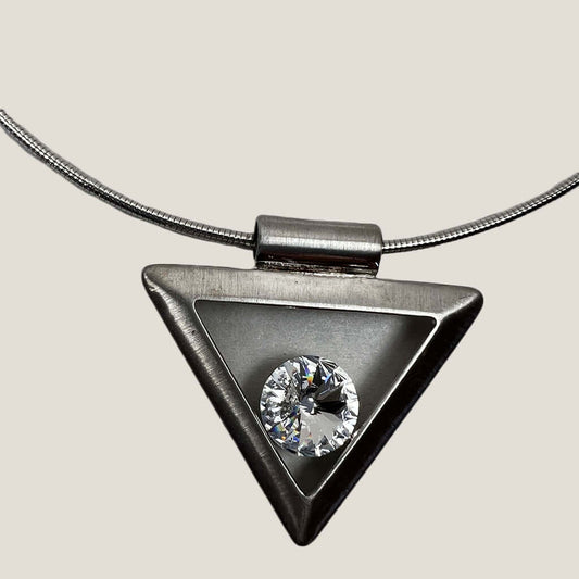 Swarovski Crystal Elements Triangle Pendant Detail on white