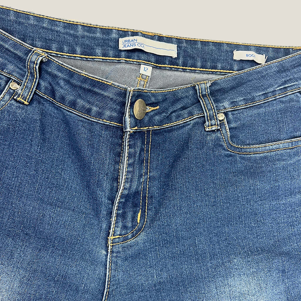 Urban Womans Blue Boot Leg Jeans Waist Detail
