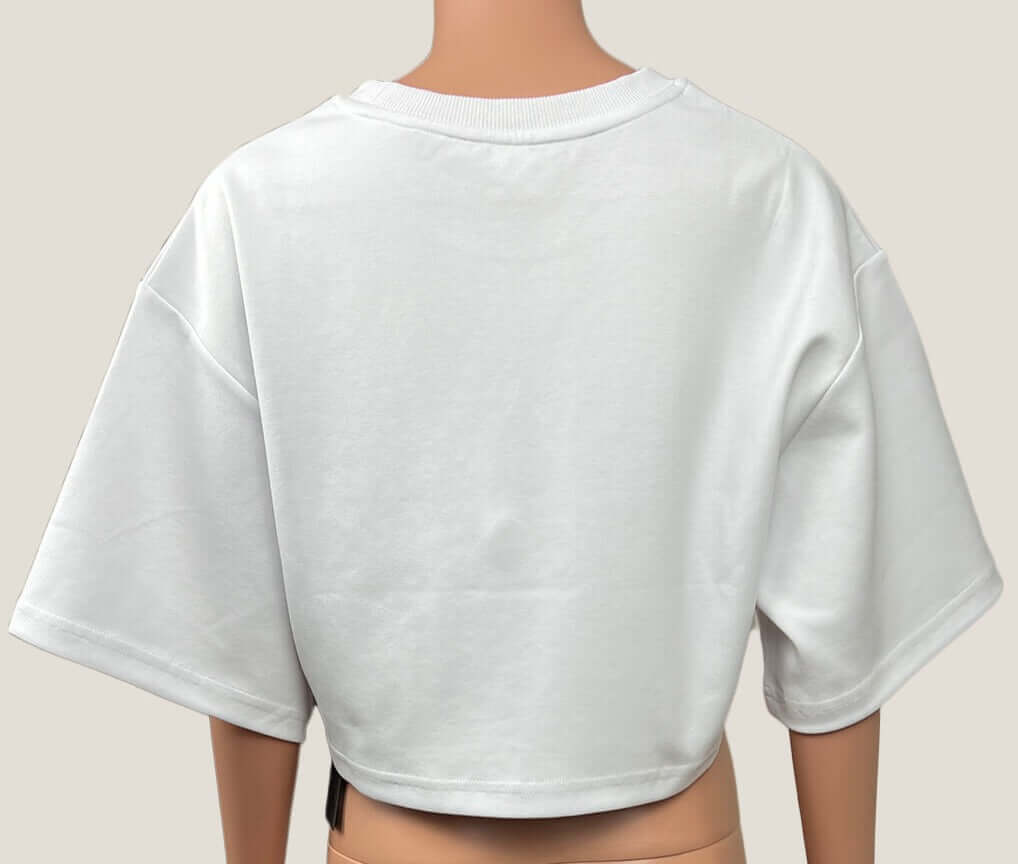 White Sweat Crop Top Back