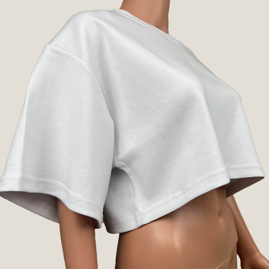 White Sweat Crop Top Side