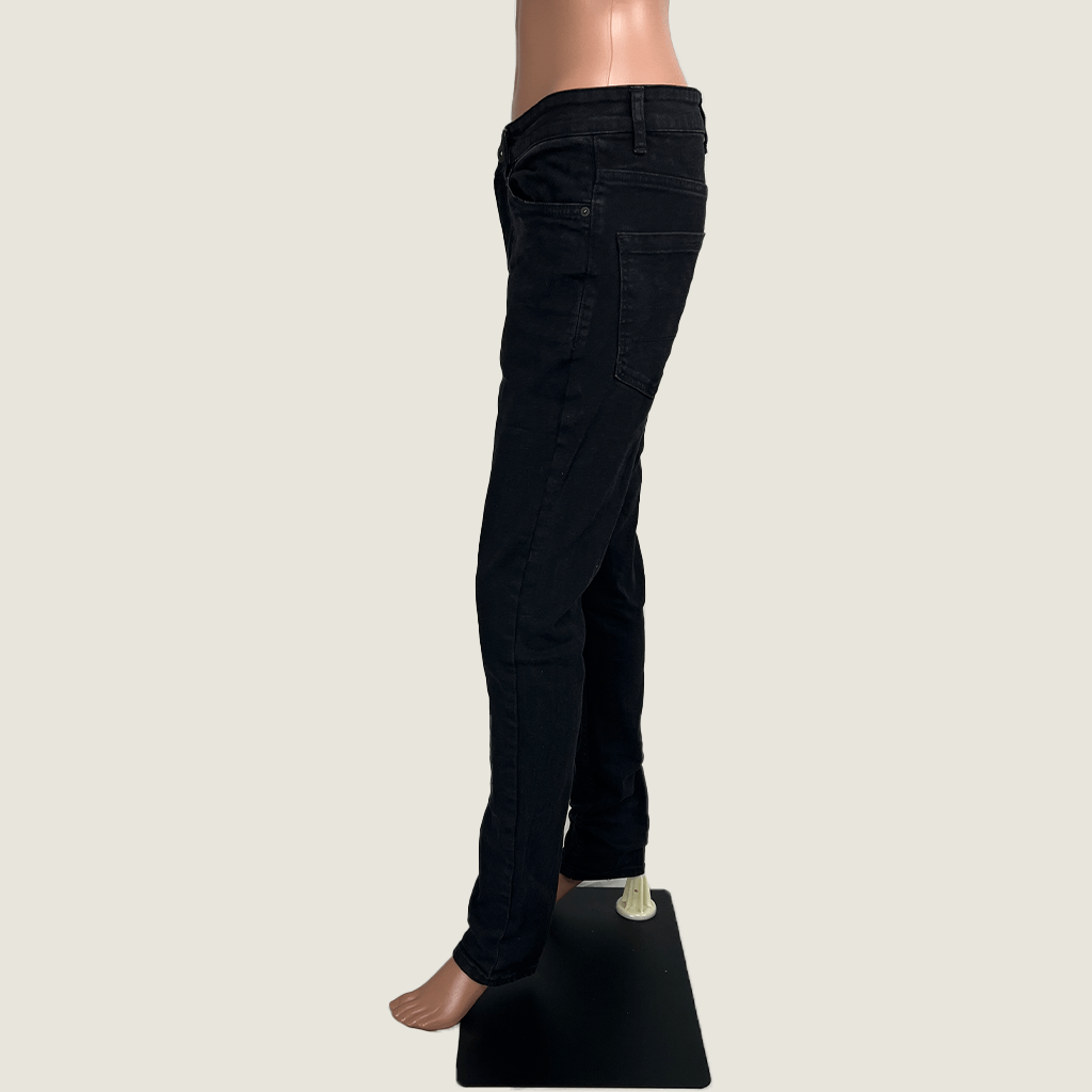 Side view of the Women's Black Denim Jeans