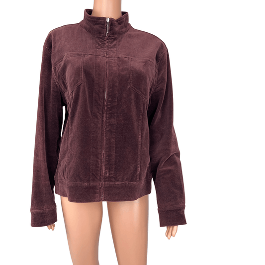 Front view of the Sportscraft Maroon Women's Corduroy Jacket