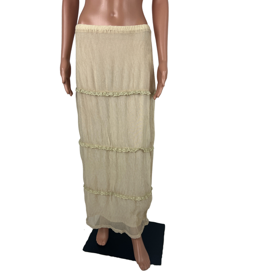 Front view of the Dazie Cream Layered Maxi Skirt