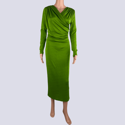 H&M Long Sleeve Midi metal Green Dress Small H&M Long Sleeve Midi metal Green Dress Small