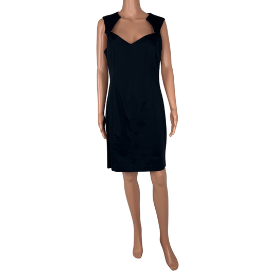 Front view of the Cue Black Sleeveless Midi Dress