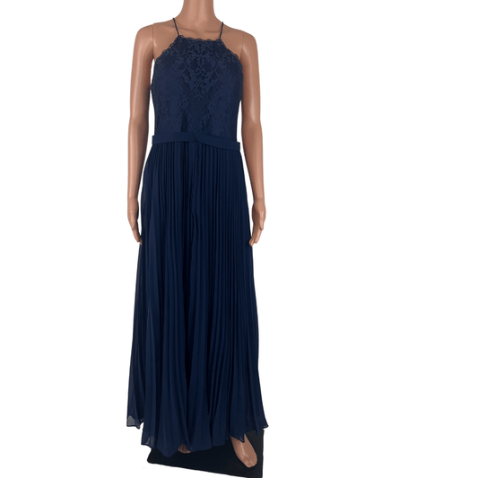 Bariano Blue Sleeveless Pleated Maxi Dress 14