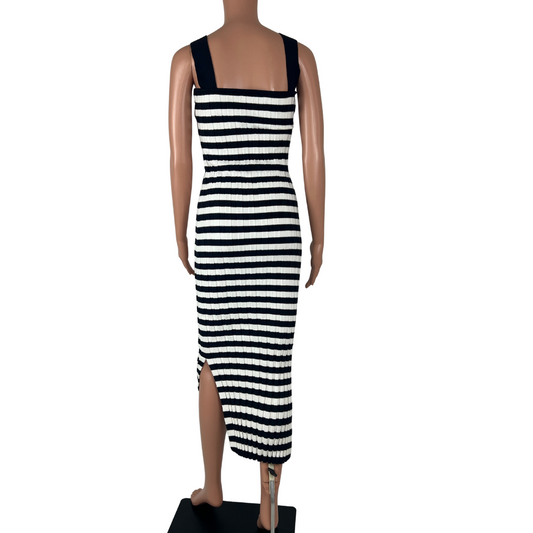Ebby and I Black and White Stripped Knit Dress Large