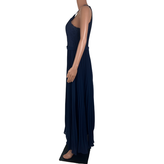 Bariano Blue Sleeveless Pleated Maxi Dress 14