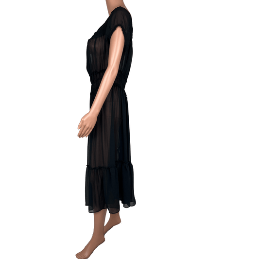 Sportsgirl Black Sheer Midi Dress 12